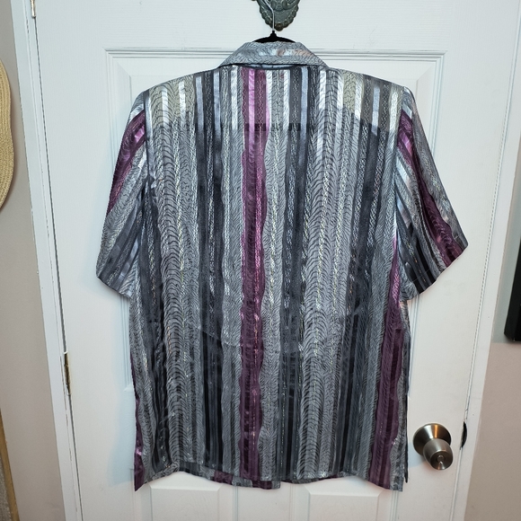 Vintage Alia Button Down Abstract Semi Sheer Top Size 12 - Picture 5 of 8